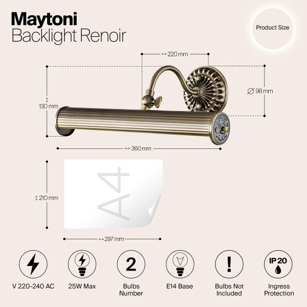 Подсветка для картин Maytoni Renoir PIC118-22-R