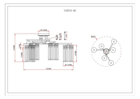 V10751-6C Потолочная люстра