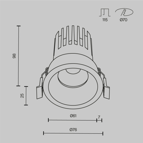 Встраиваемый светильник Maytoni Technical DL117-15W-3K-B