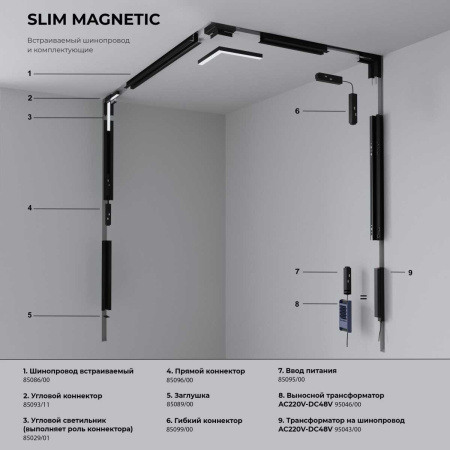 Трековый подвесной светодиодный светильник Elektrostandard Slim Magnetic Amend 85518/01 черный a063425