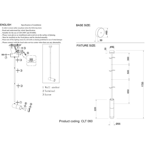 Основание для светильника Crystal Lux CLT 060_01 COP