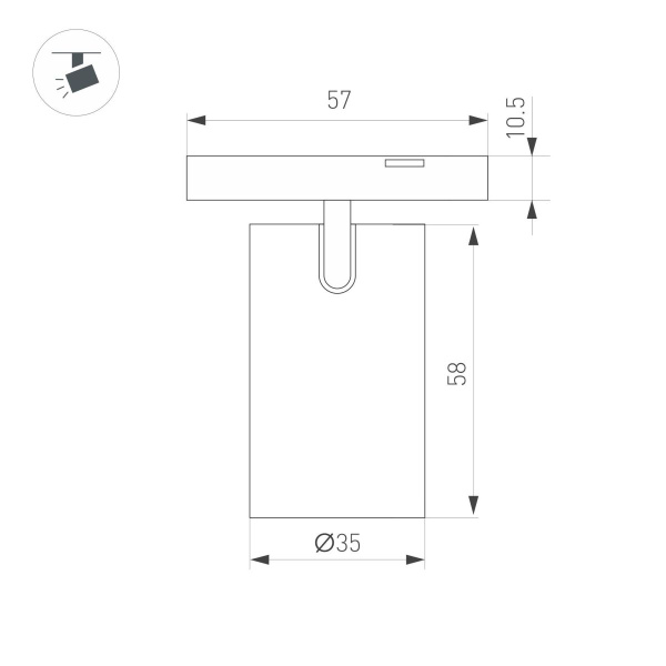 Трековый магнитный светильник Arlight MAG-MICROCOSM-SPOT-R35-5W Day4000 (BK, 36 deg, 24V) 043253(1)