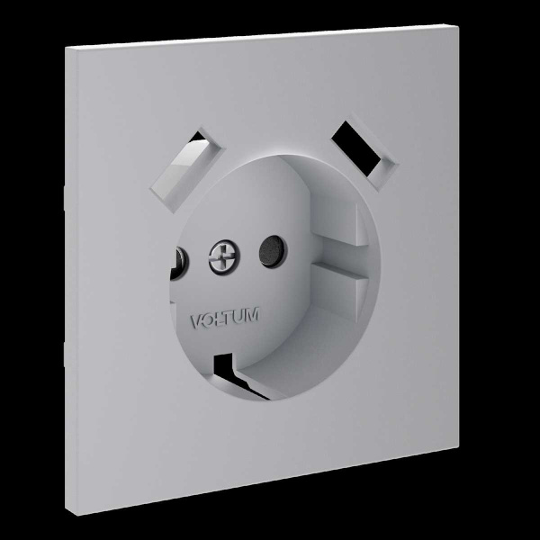 Накладка для розетки с заземлением и защитными шторками, с USB A+A, S70 (серый) Voltum VLS000916