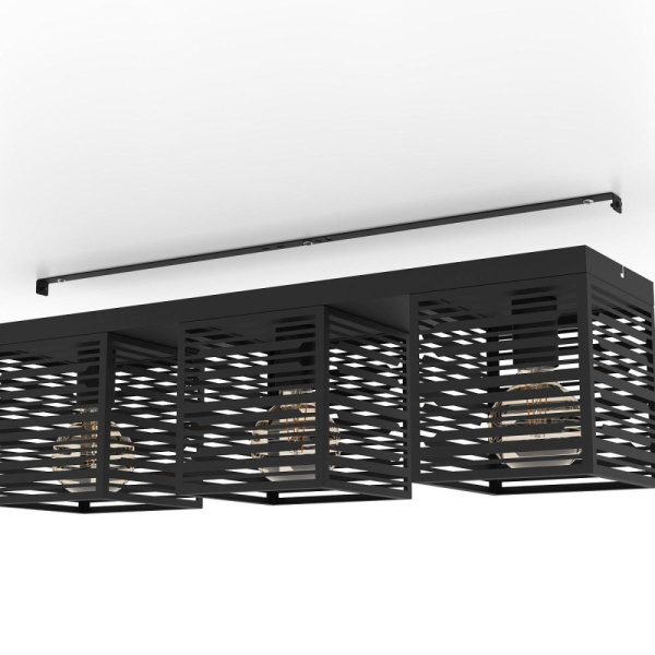 900357 Потолочный светильник PIEDRITAS, 3x40W, E27, L730, B180, H205, сталь, черный