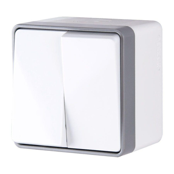 Выключатель Werkel двухклавишный влагозащищенный Gallant белый WL15-03-02 4690389102141