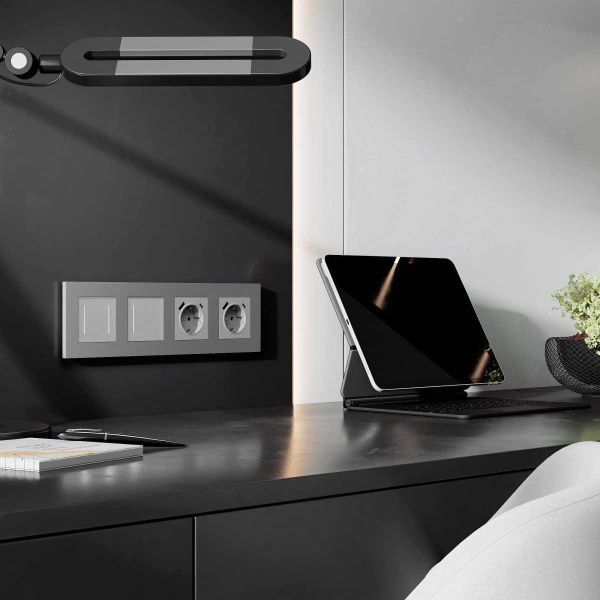 Рамка на 4 поста Werkel Slab серебро матовый W0042965 4690389193545