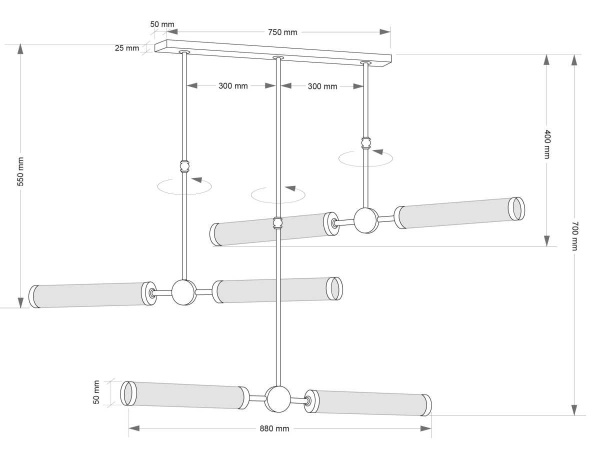 Подвесной светильник KUTEK OREZZO ORE-ZW-2X3(P)