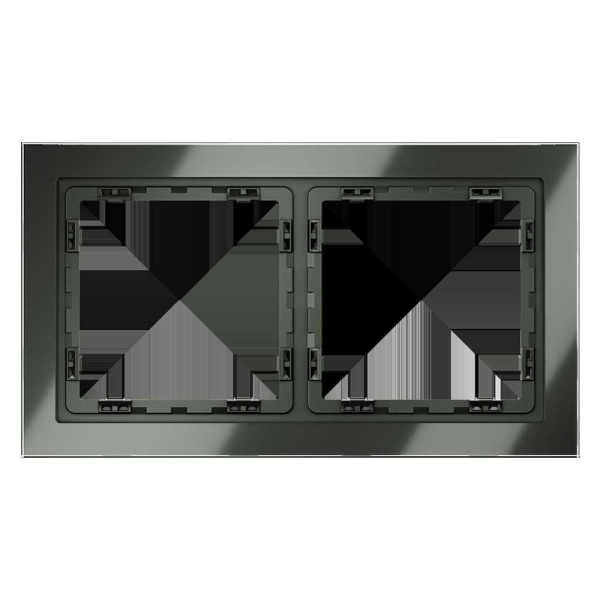 Рамка стеклянная Voltum S70 на 2 поста, (титан, стекло) VLS110206