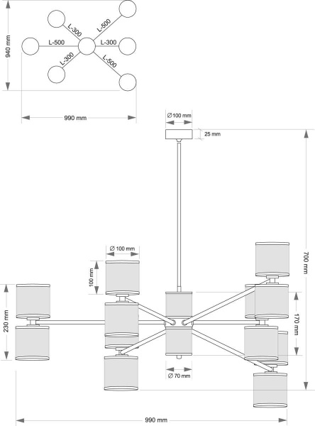 Подвесной светильник KUTEK FABRIANO FAB-ZW-6(Z/3)TT