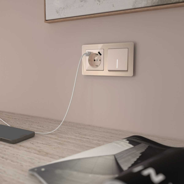 Выключатель одноклавишный с подсветкой Werkel айвори акрил W1110143 4690389196997