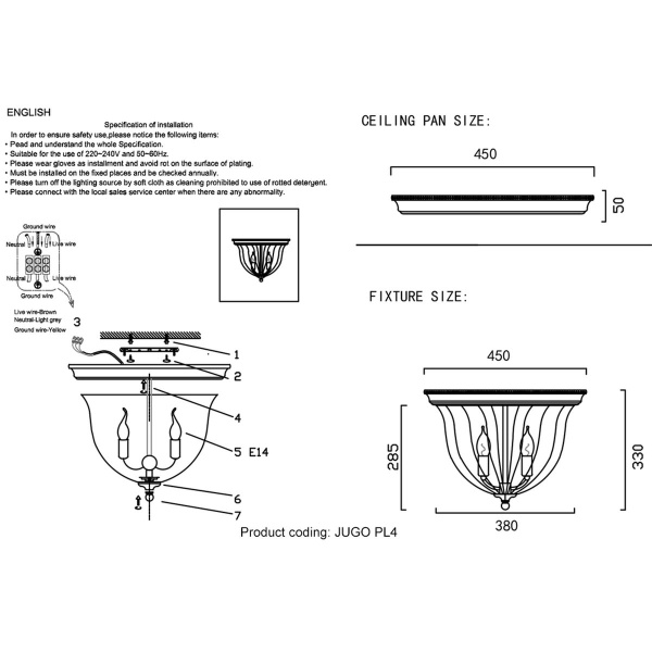 Потолочный светильник Crystal Lux Jugo PL4 Bronze/Transparente