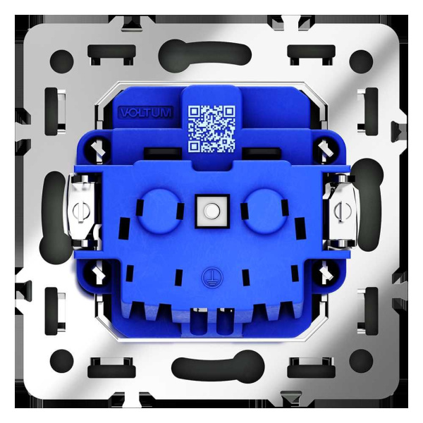 Розетка встраиваемая Voltum S70 с заземлением и защитными шторками, 16А, (черный матовый) VLS040208