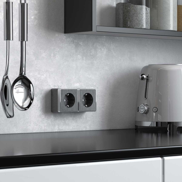 Розетка с заземлением Werkel Gallant графит рифленый W5071004 4690389164484