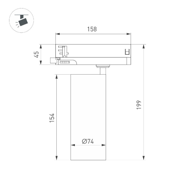 Светильник LGD-GERA-4TR-R74-20W Warm3000 (BK, 24 deg, 230V) Arlight 055166