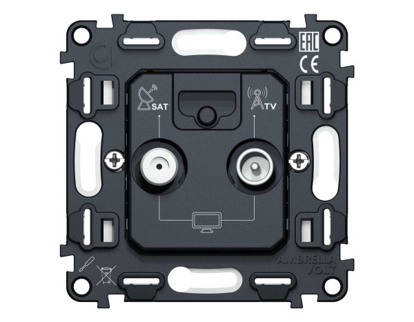 Механизм розетки TV оконечной + SAT 5-862MHz 3.5dB/950-2150MHz 3.5dB AMBRELLA VOLT VM VM217