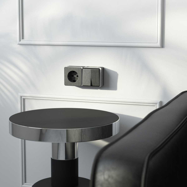 Розетка с заземлением Werkel Gallant графит рифленый W5071004 4690389164484