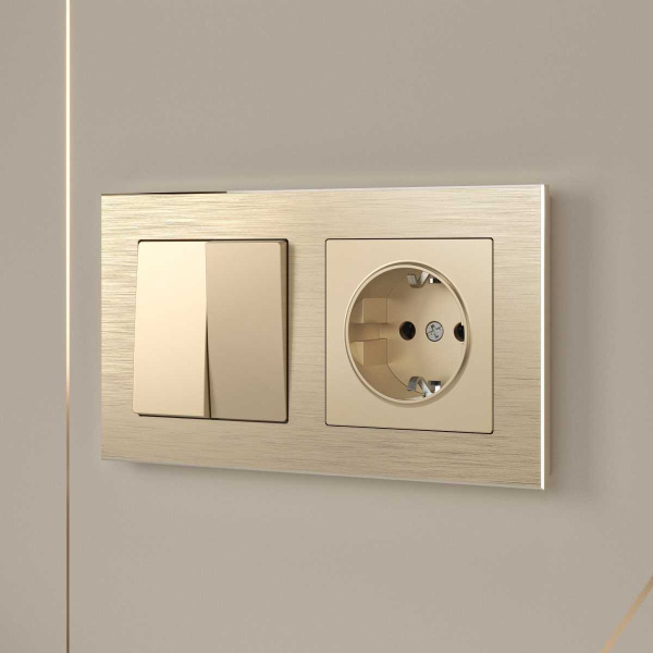 Выключатель двухклавишный проходной Werkel шампань W1122011 4690389157141