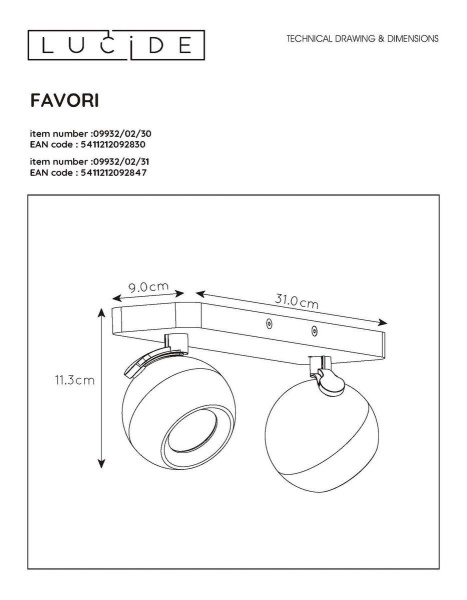 Спот Lucide Favori 09932/02/30