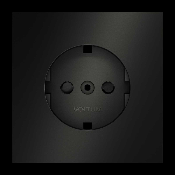 Накладка для розетки с заземлением и защитными шторками, S70 Metal (антрацит) Voltum VLSM000712