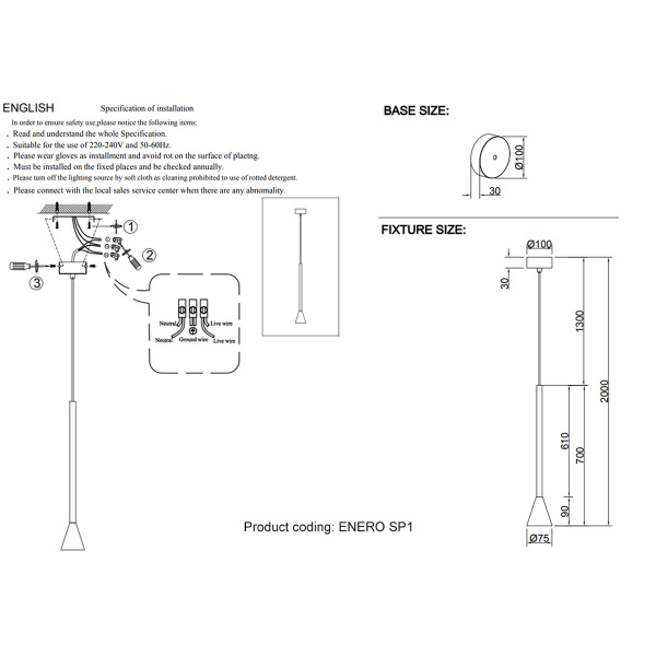 Подвесной светильник Crystal Lux Enero SP1 Black