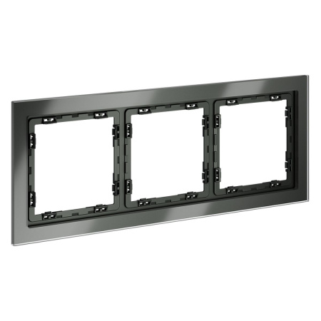 Рамка стеклянная Voltum S70 на 3 поста, (титан, стекло) VLS110306