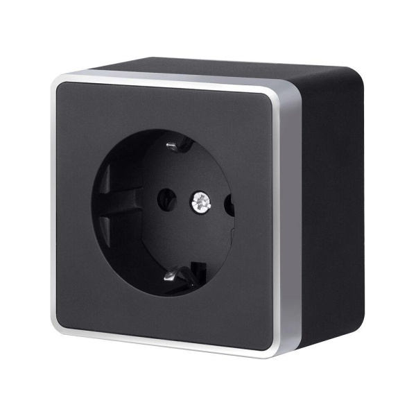 W5071034/ Розетка с заземлением Gallant (черный с серебром)