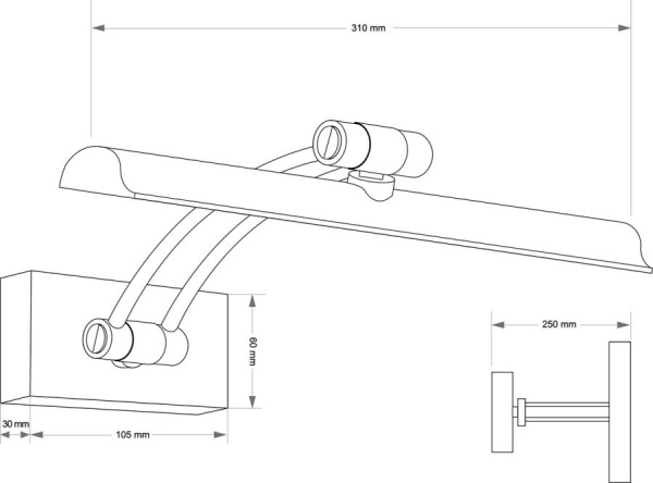 Подсветка для картин и зеркал KUTEK ELVE ELV-PODS-1(P)380-KR