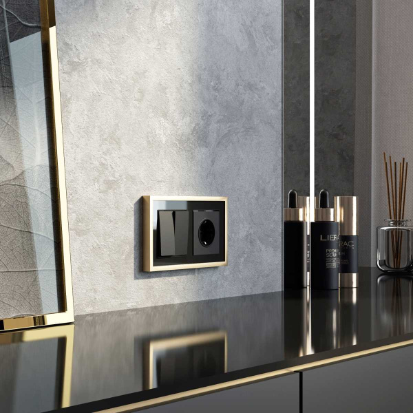 Рамка Werkel Baguette на 2 поста черный/латунь W0022852 4690389185786