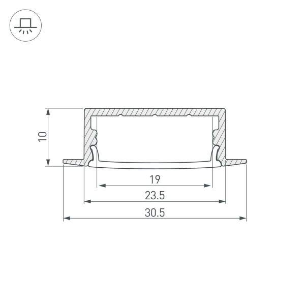 Профиль с экраном Arlight ARH-WIDE-F-H10-2000 ANOD+OPAL 036769