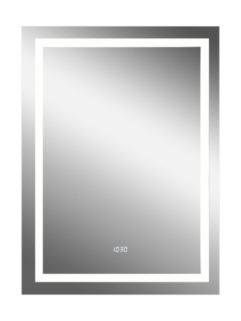 ЗЛП477 Зеркало "Verte Led" 500х700 с часами, датчиком движения