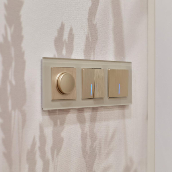 Выключатель двухклавишный с подсветкой Werkel шампань рифленый W1120110 4690389160233