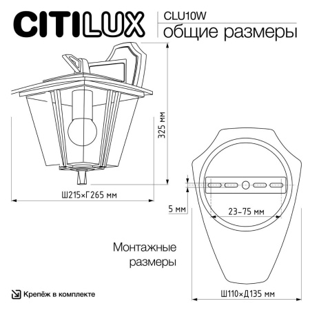 Уличный настенный светильник Citilux Forts CLU10W