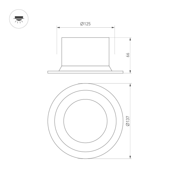 Встраиваемый светодиодный светильник Arlight MS-Drop-Built-R137-24W Warm3000 041463