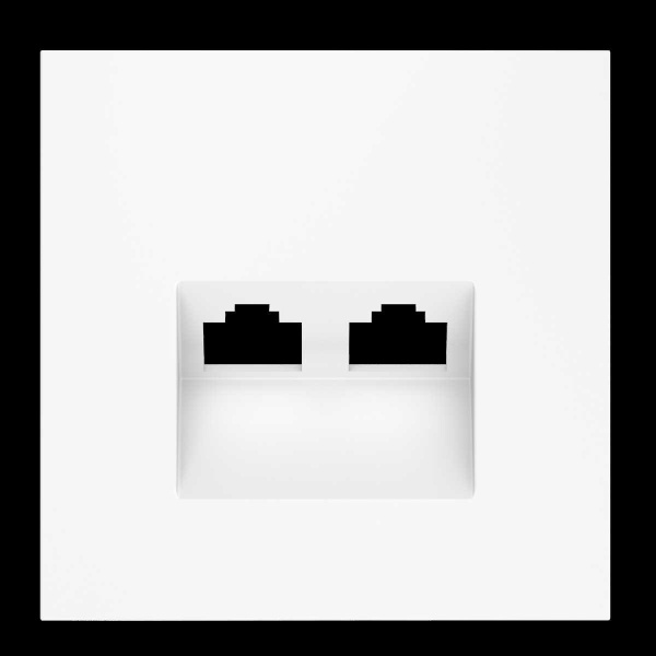 Накладка для розетки компьютерной двойной RJ45+RJ45 кат.6, S70 (белый матовый) Voltum VLS001402