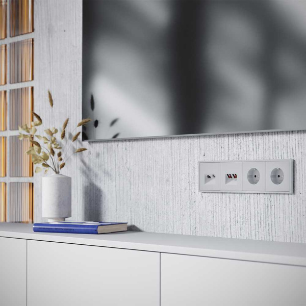 Накладка для розетки TV+RJ45 кат. 6, S70 (серый) Voltum VLS002716