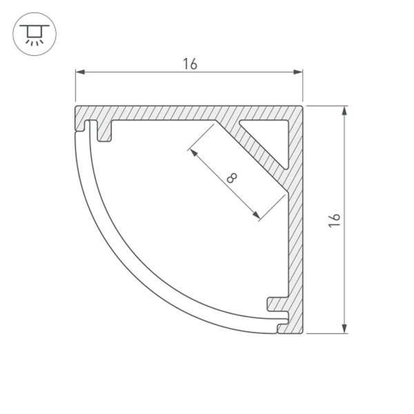 Профиль Arlight SL-KANT-H16-3000 ANOD 036041
