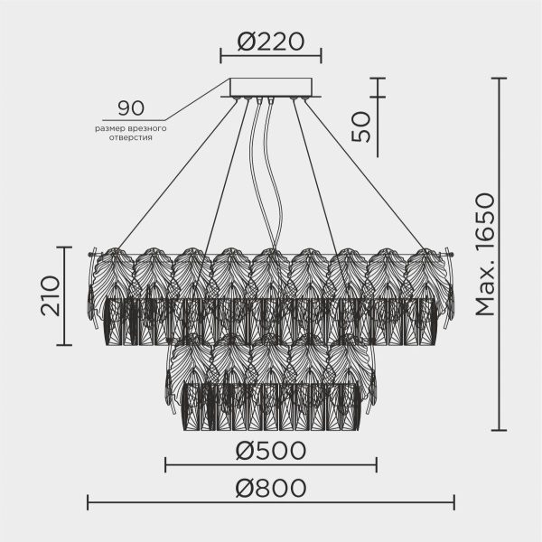 Подвесная люстра Modelux ML.7445.800.500 GD