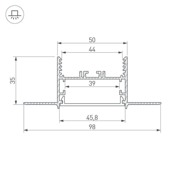Профиль Arlight SL-LINIA45-FANTOM-2000 ANOD 027160