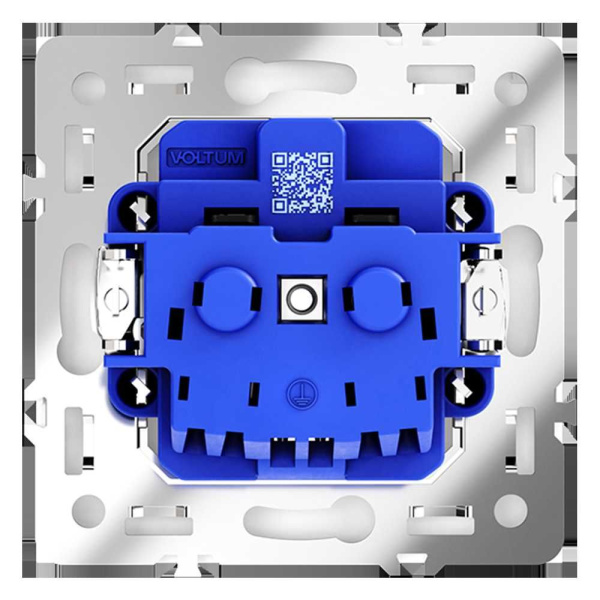 Розетка встраиваемая Voltum S70 с заземлением и защитными шторками, 16А, (белый глянцевый) VLS040201