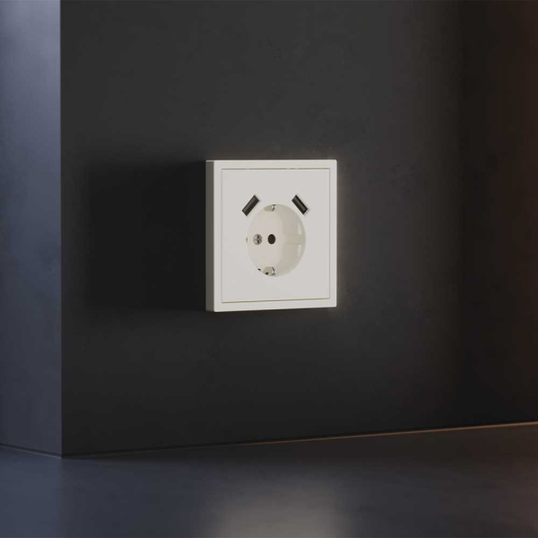 Накладка для розетки с заземлением и защитными шторками, с USB A+A, S70 (хлопок) Voltum VLS000913