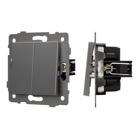 Механизм выключателя двухклавишный проходной SWT-MKP2-PL-GR-V (250V, 10A) Arlight 049894