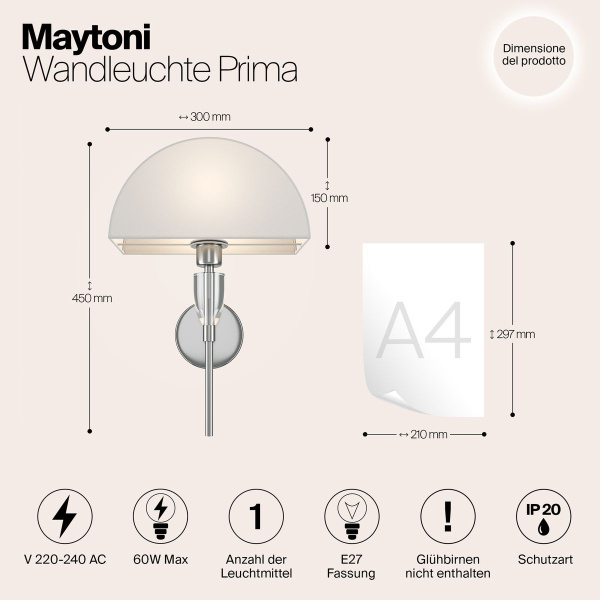 Настенный светильник Maytoni Prima Z034WL-01CH
