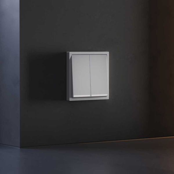 Клавиши для выключателя/переключателя двухклавишного с подсветкой, S70 (серый) Voltum VLS000416