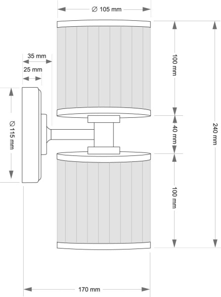 Настенный светильник KUTEK ERBA ERB-K-2(Z/1)TT