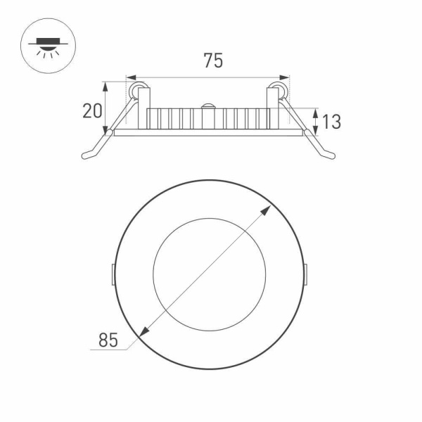 Встраиваемый светодиодный светильник Arlight DL-85M-4W Warm White 020104