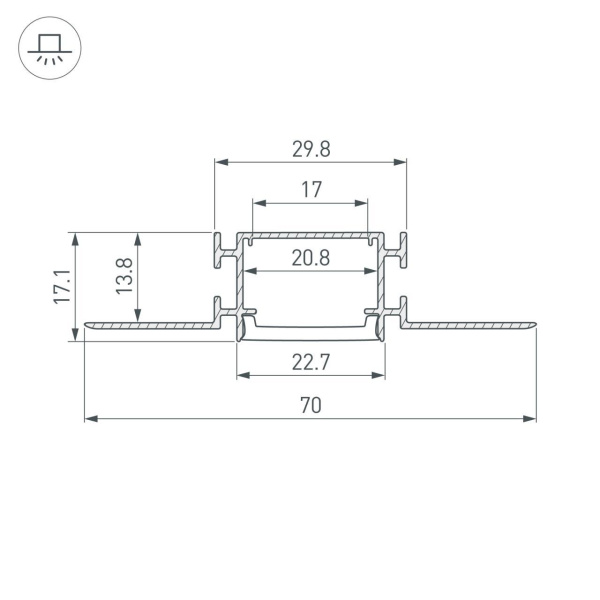 Профиль встраиваемый Arlight Fantom-Bent-W23-Top-2000 Anod 040347