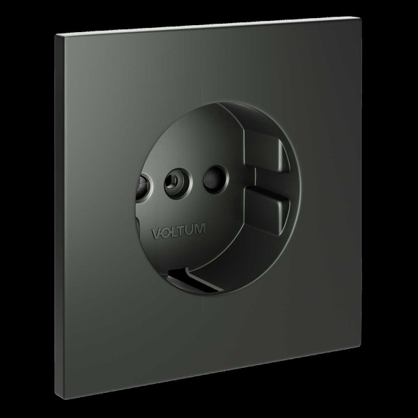 Накладка для розетки с заземлением и защитными шторками, S70 (титан) Voltum VLS000706