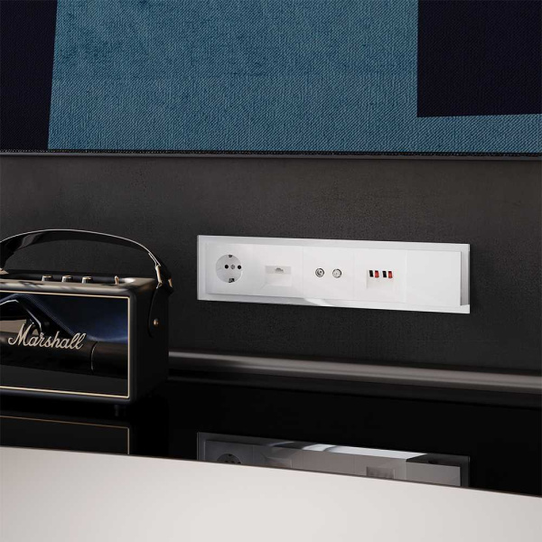 Рамка стеклянная Voltum S70 на 5 постов, (белый, стекло) VLS110501