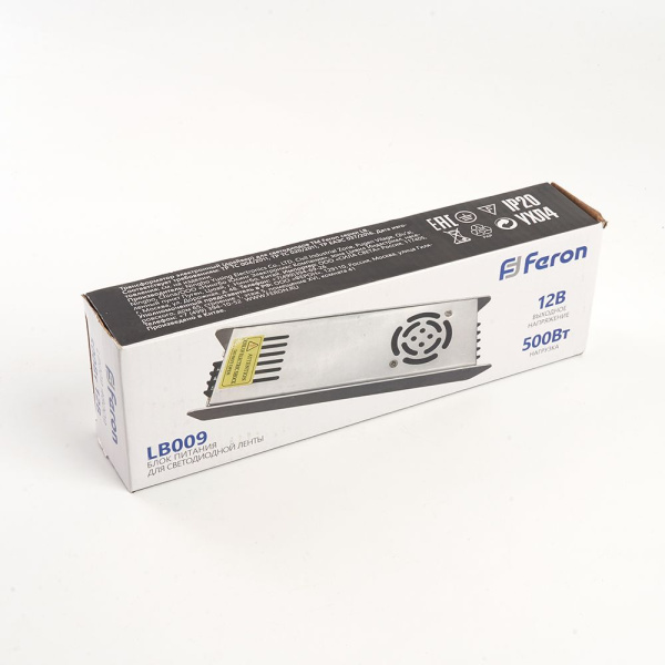 Блок питания для светодиодной ленты Feron LB009 12V 500W IP20 40A 48009