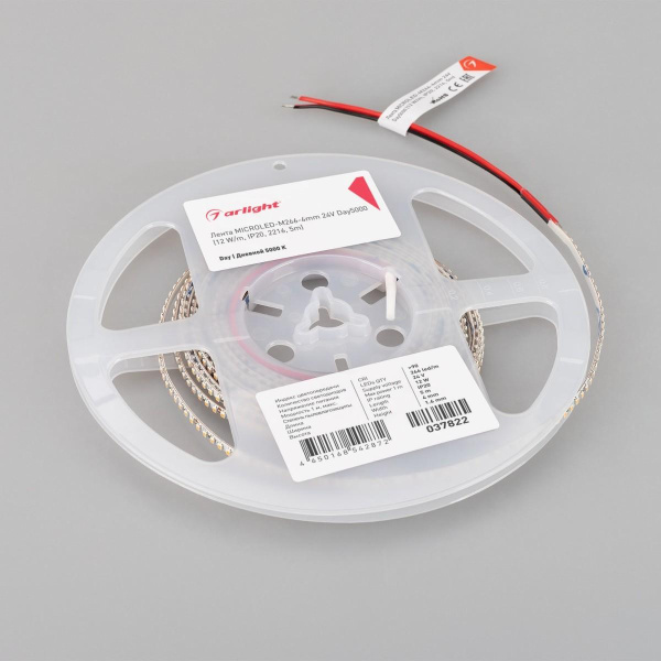 Светодиодная лента Arlight 12W/m 266LED/m 2216SMD дневной белый 5M MICROLED-M266-4mm 24V Day5000 037822